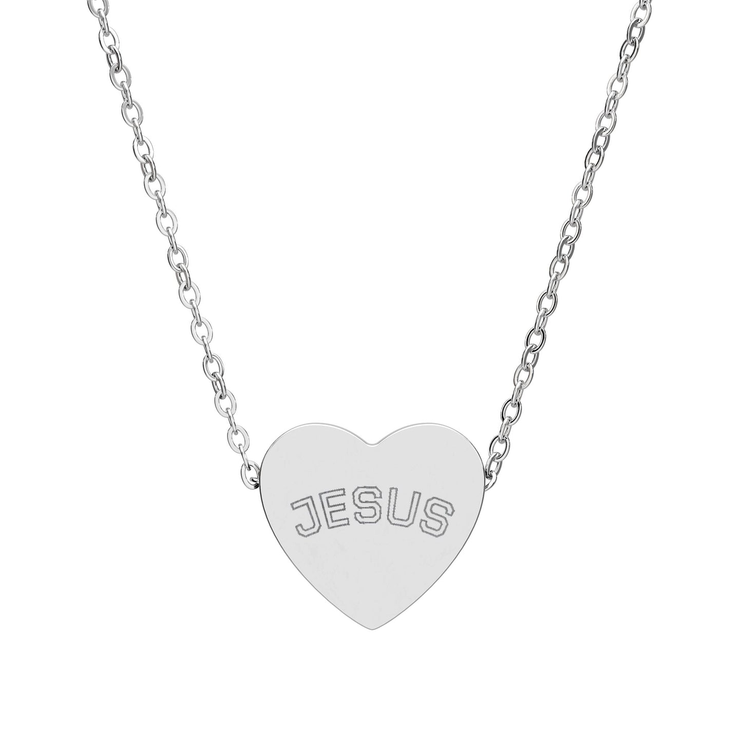 Engraved Jesus Heart Necklace