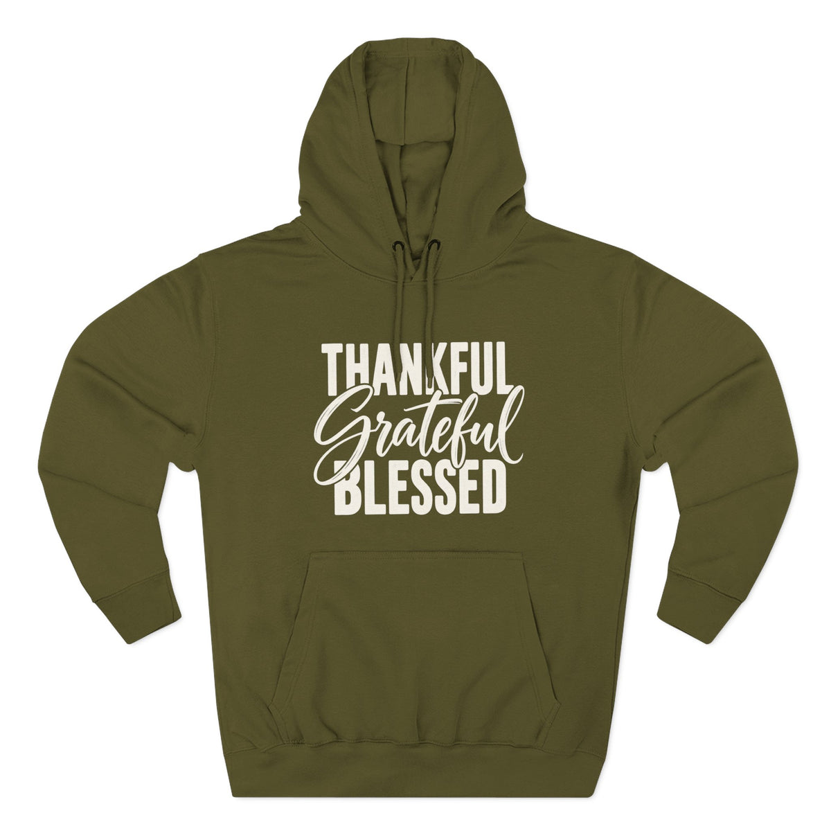 Thankful Grateful Blessed Hoodie Cozy Inspirational Pullover for Thanksgiving
